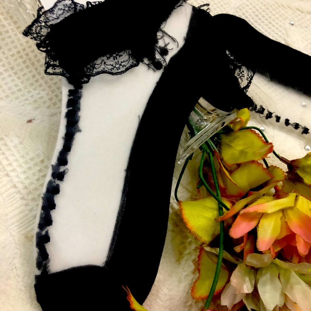 Black fancy socks with lace
